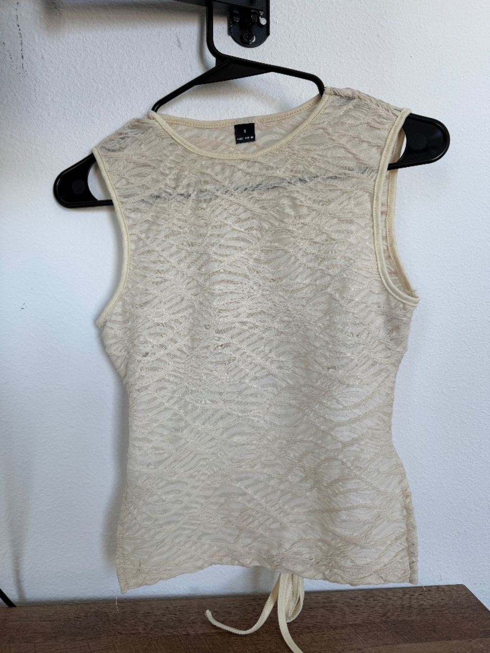 brown open back tie tank top